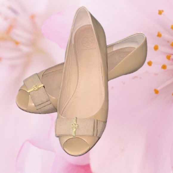 Tory Burch Patent Leather Bow Accents Ballet Flats Women's Size: 9.5M - Picture 1 of 16